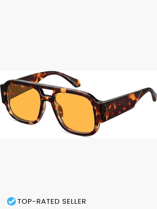 Square Aviator Sunglasses Retro Chunky Double Bridge Flat  display picture 2